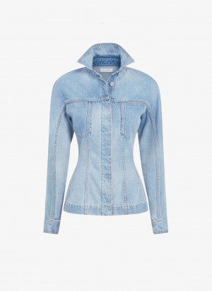 Alaia Fitted Denim Jakker Dame Blå Norge | C3P-4163