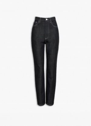 Alaia High Liv Denim Bukse Dame Svarte Norge | J5B-4986