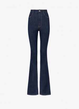 Alaia Long Bootcut Denim Bukse Dame Blå Norge | E4N-3615