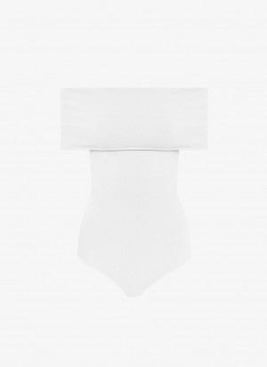 Alaia Off-shoulder Body Bodysuit Dame Hvite Norge | H7V-0562