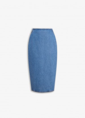 Alaia Pencil Denim Skjørt Dame Blå Norge | C9J-3149