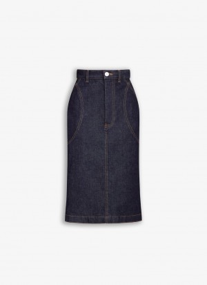 Alaia Pencil Denim Skjørt Dame Blå Norge | H8F-5535