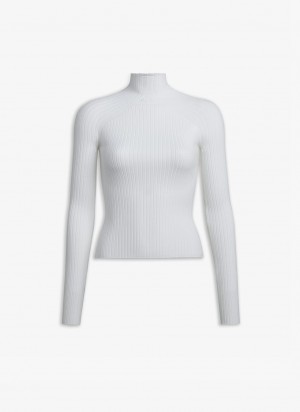 Alaia Rib Knit Jumper Gensere Dame Hvite Norge | G6T-5296