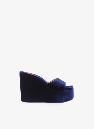 Alaia Riviera Wedge Mules Dame Blå Norge | D0A-6020