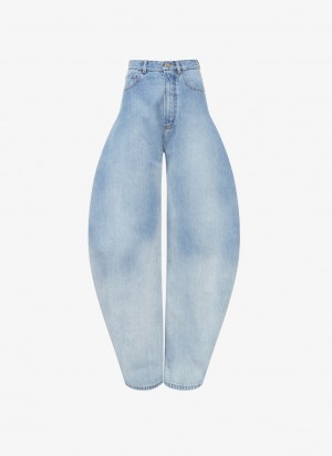 Alaia Round Denim Bukse Dame Blå Norge | C3B-4329