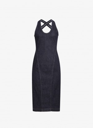 Alaia Sculpting Denim Kjole Dame Blå Norge | D9V-9730