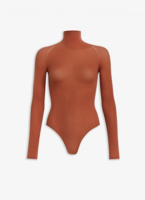 Alaia Second Skin Knit Body Bodysuit Dame Camel Norge | B6G-2493