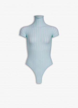 Alaia Sheer Stripes Body Bodysuit Dame Blå Norge | X6T-6944