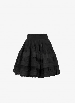 Alaia Shiny Crinoline Skjørt Dame Svarte Norge | O1H-1486