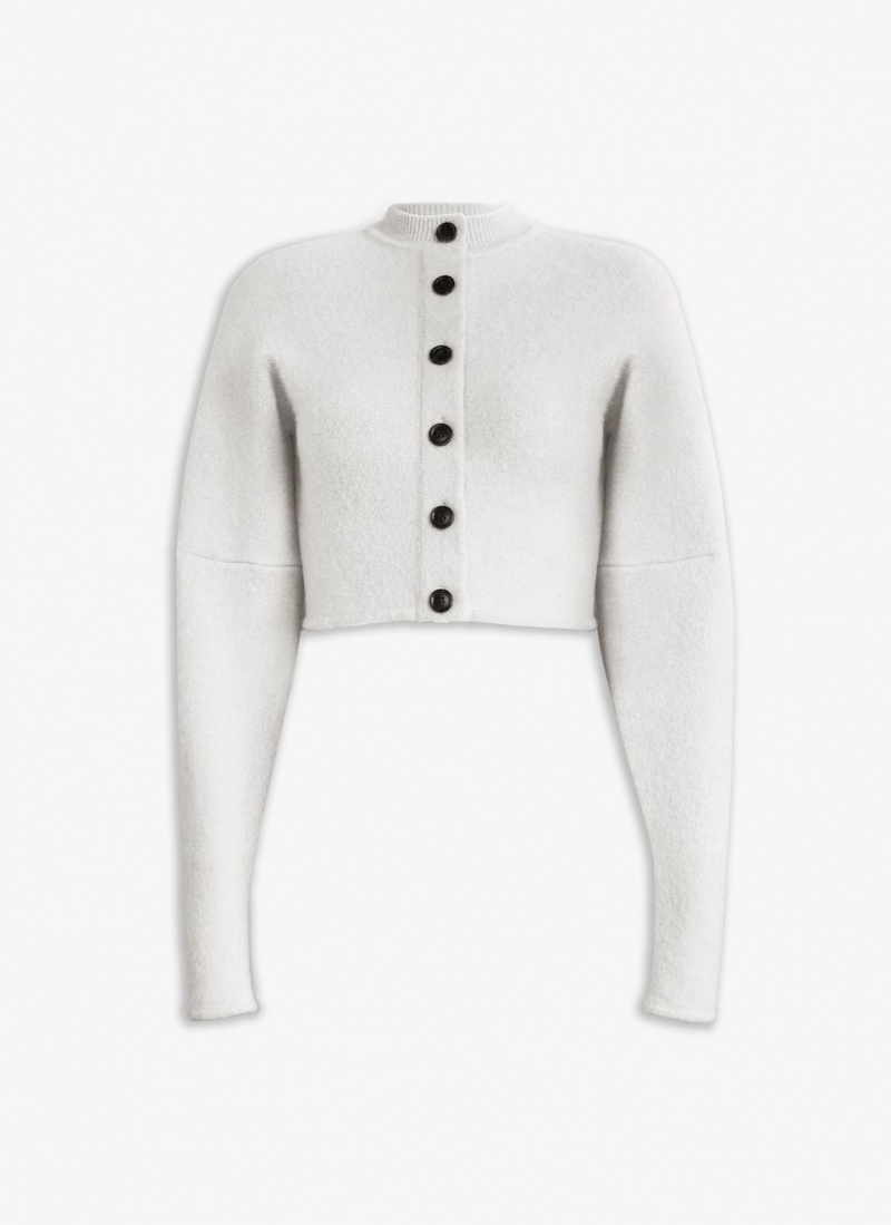 Alaia Alpaca Cropped Cardigan Gilet Dame Hvite Norge | D8A-4309