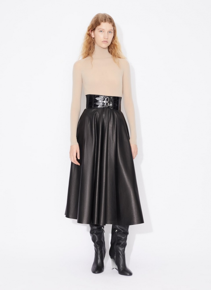 Alaia Belted Lambskin Skjørt Dame Svarte Norge | C3V-0419