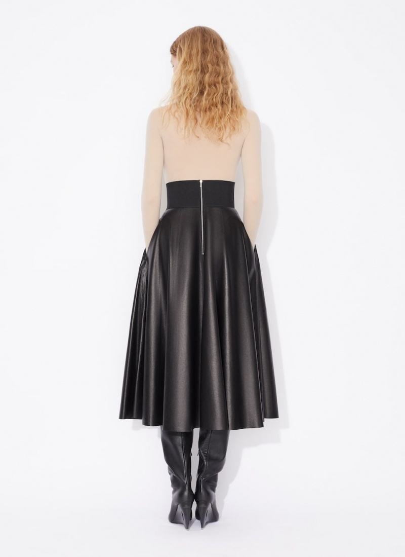 Alaia Belted Lambskin Skjørt Dame Svarte Norge | C3V-0419