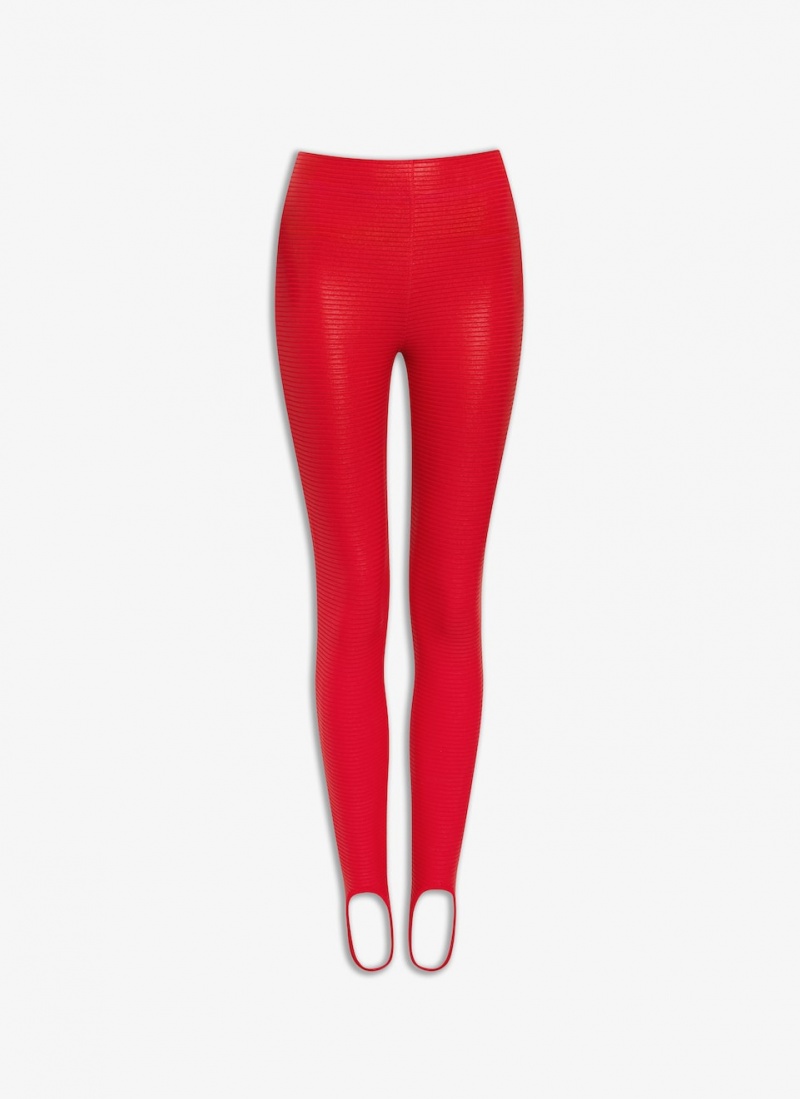 Alaia Coated Leggings Dame Rød Norge | W0Z-9716