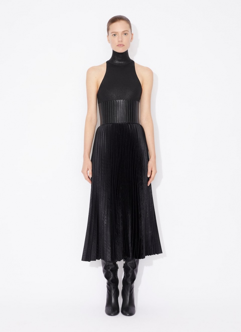 Alaia Crocodile Satin Midi Skjørt Dame Svarte Norge | Z4F-4107