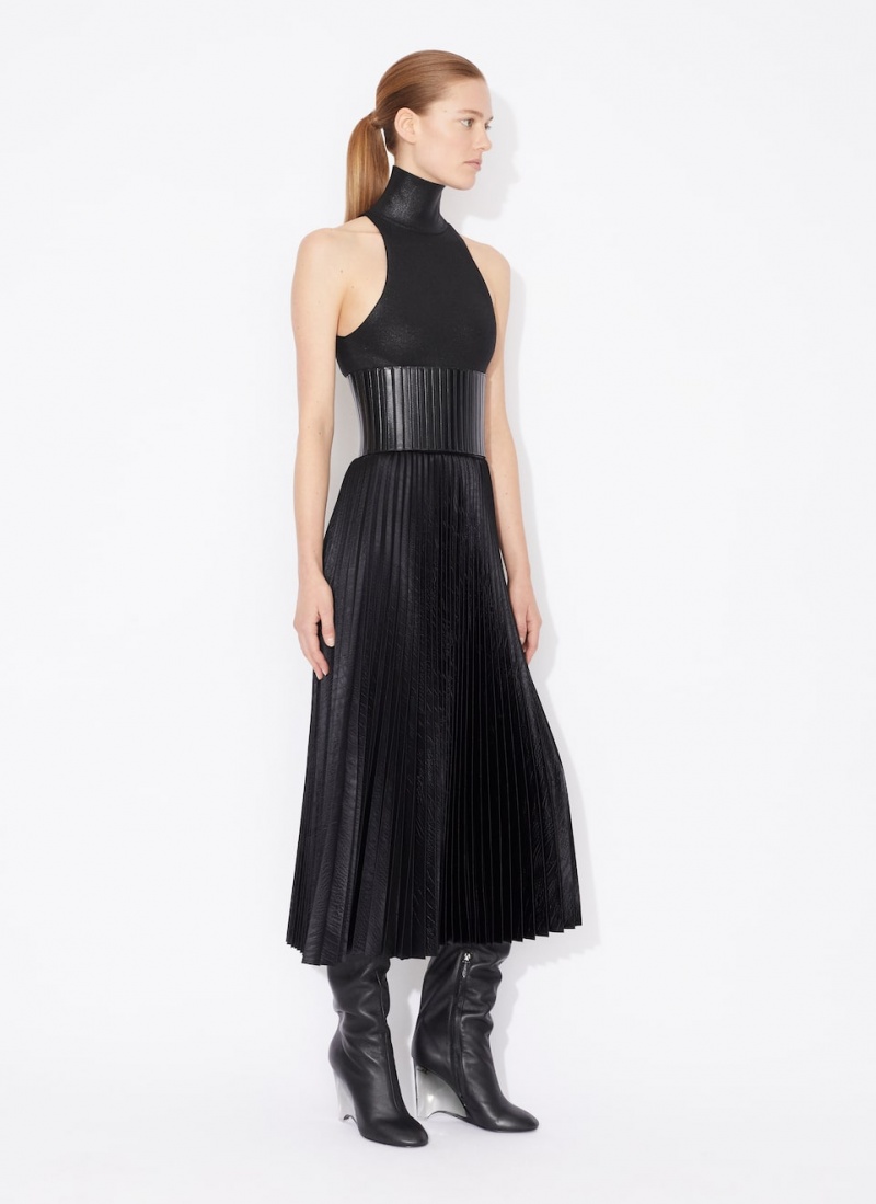 Alaia Crocodile Satin Midi Skjørt Dame Svarte Norge | Z4F-4107