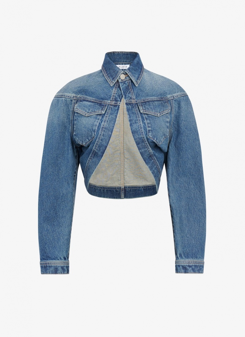 Alaia Denim Cardi Jakker Dame Blå Norge | H1R-0619