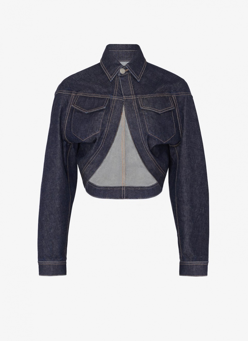 Alaia Denim Cardi Jakker Dame Blå Norge | H9H-6177