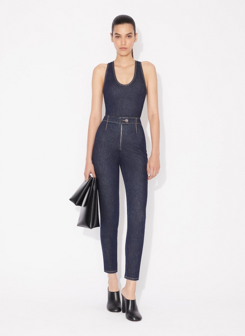 Alaia Denim Crossback Body Bodysuit Dame Blå Norge | F6I-4820