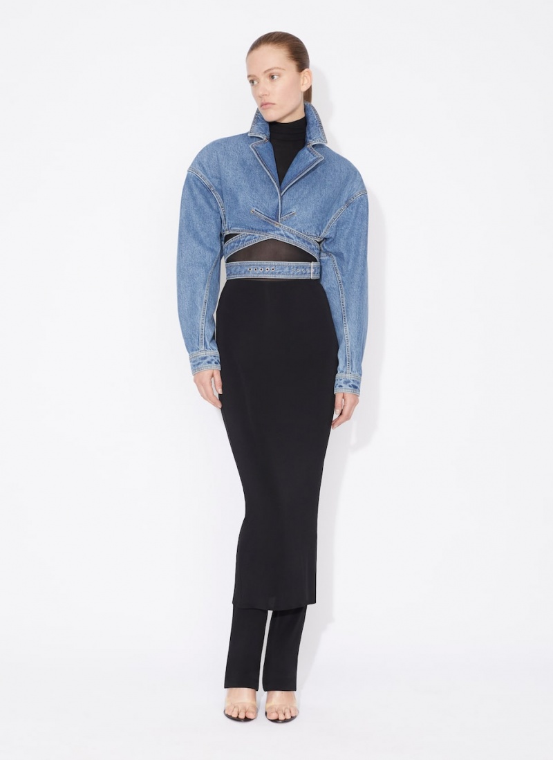 Alaia Denim Cross-over Jakker Dame Blå Norge | M1H-3577