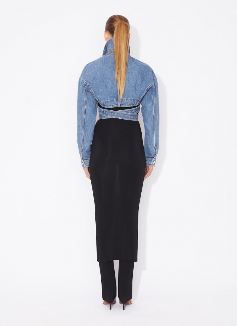 Alaia Denim Cross-over Jakker Dame Blå Norge | M1H-3577