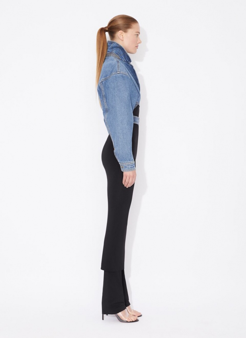 Alaia Denim Cross-over Jakker Dame Blå Norge | M1H-3577