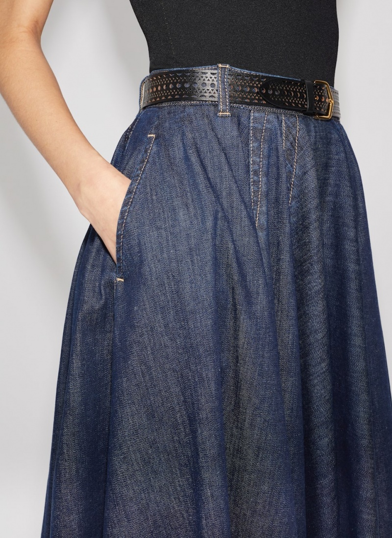 Alaia Denim Midi Skjørt Dame Blå Norge | R0I-9072