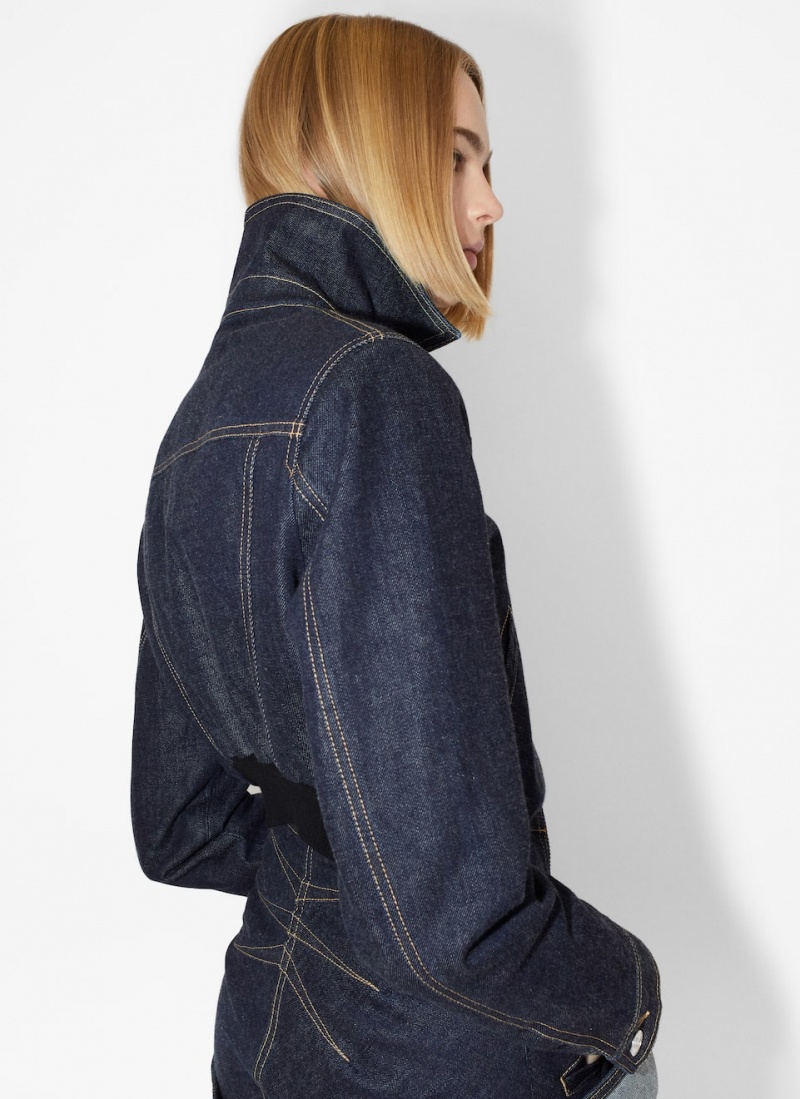 Alaia Denim Zip Jakker Dame Blå Norge | W9F-5203