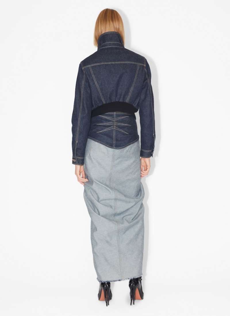 Alaia Draped Denim Skjørt Dame Blå Norge | L7L-1066