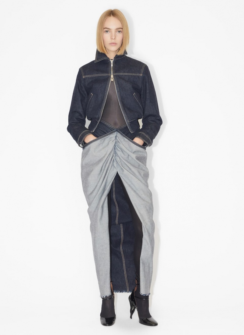 Alaia Draped Denim Skjørt Dame Blå Norge | O7J-6188