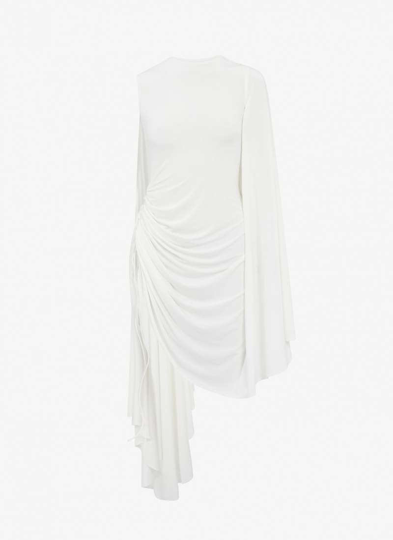 Alaia Draped Fluid Jersey Kjole Dame Hvite Norge | I3Z-2026