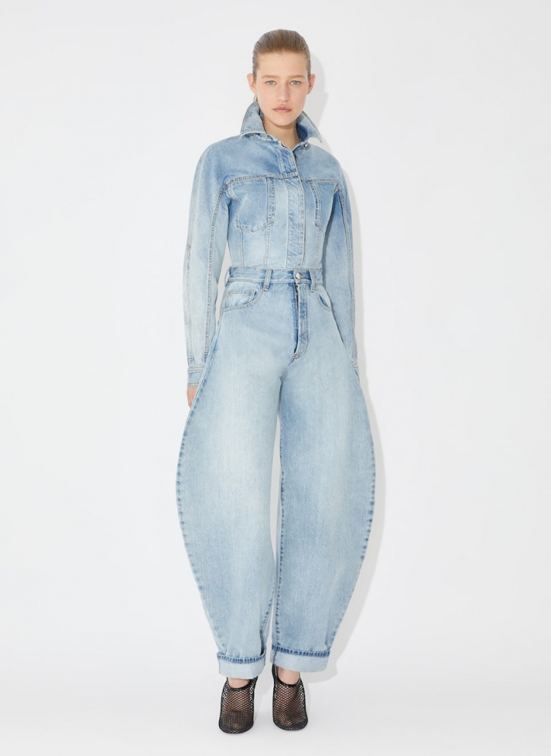 Alaia Fitted Denim Jakker Dame Blå Norge | C3P-4163