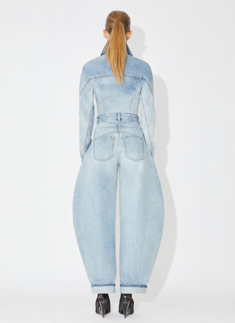 Alaia Fitted Denim Jakker Dame Blå Norge | C3P-4163