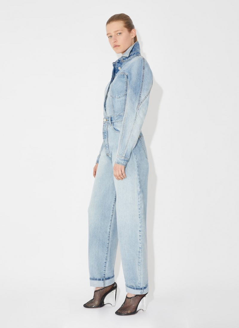 Alaia Fitted Denim Jakker Dame Blå Norge | C3P-4163