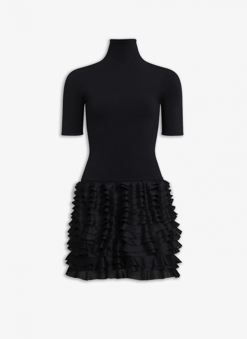 Alaia Frill Mini Kjole Dame Svarte Norge | S9P-9831