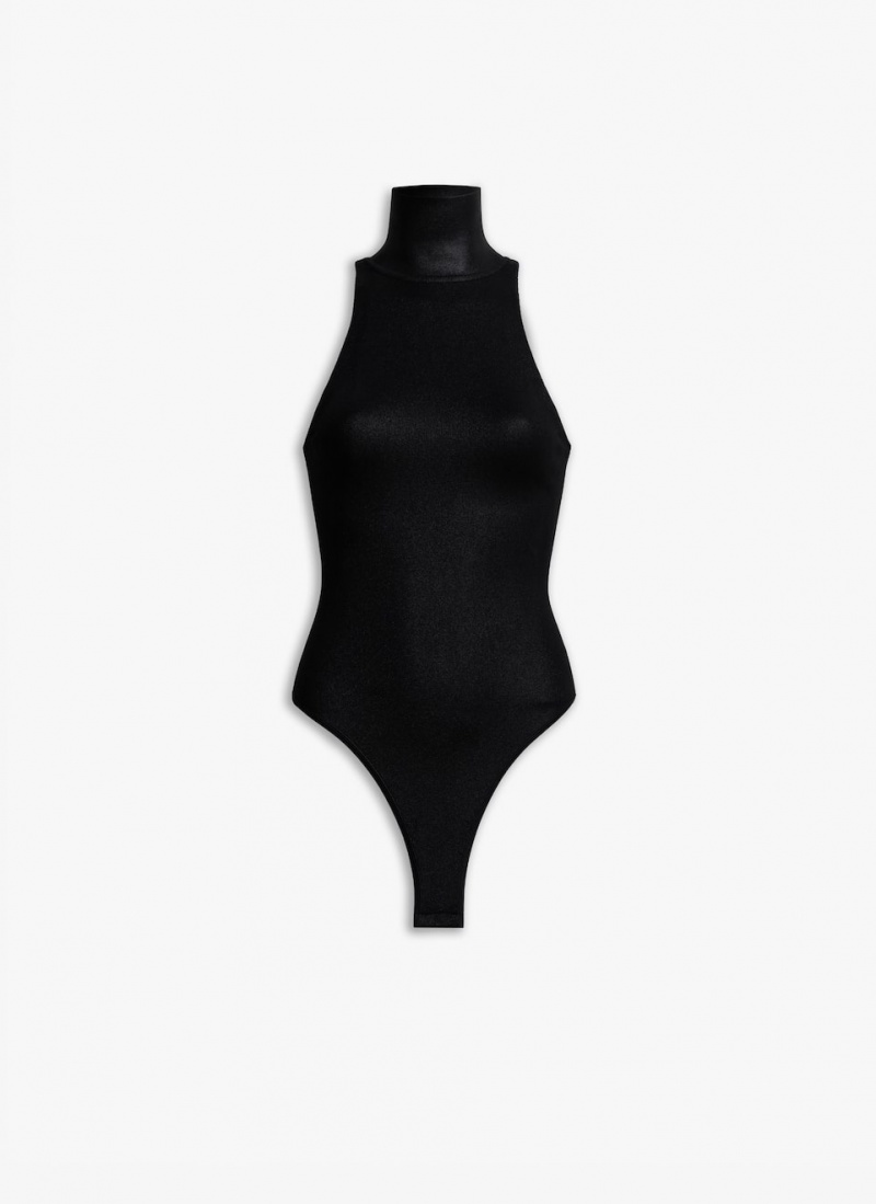 Alaia High Neck Coated Body Bodysuit Dame Svarte Norge | I4D-9640