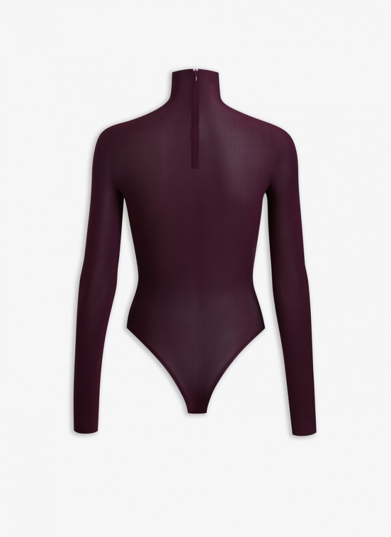 Alaia High Neck Jersey Body Bodysuit Dame Burgunder Norge | P7L-2279