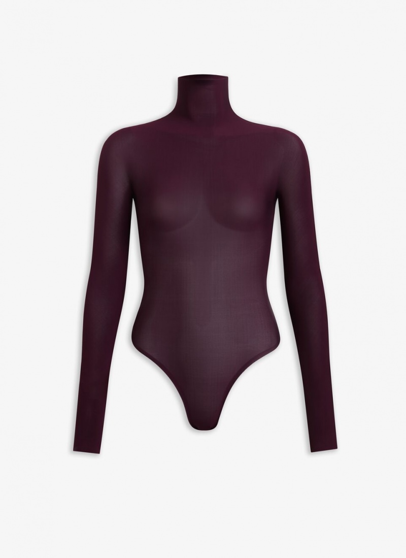 Alaia High Neck Jersey Body Bodysuit Dame Burgunder Norge | P7L-2279