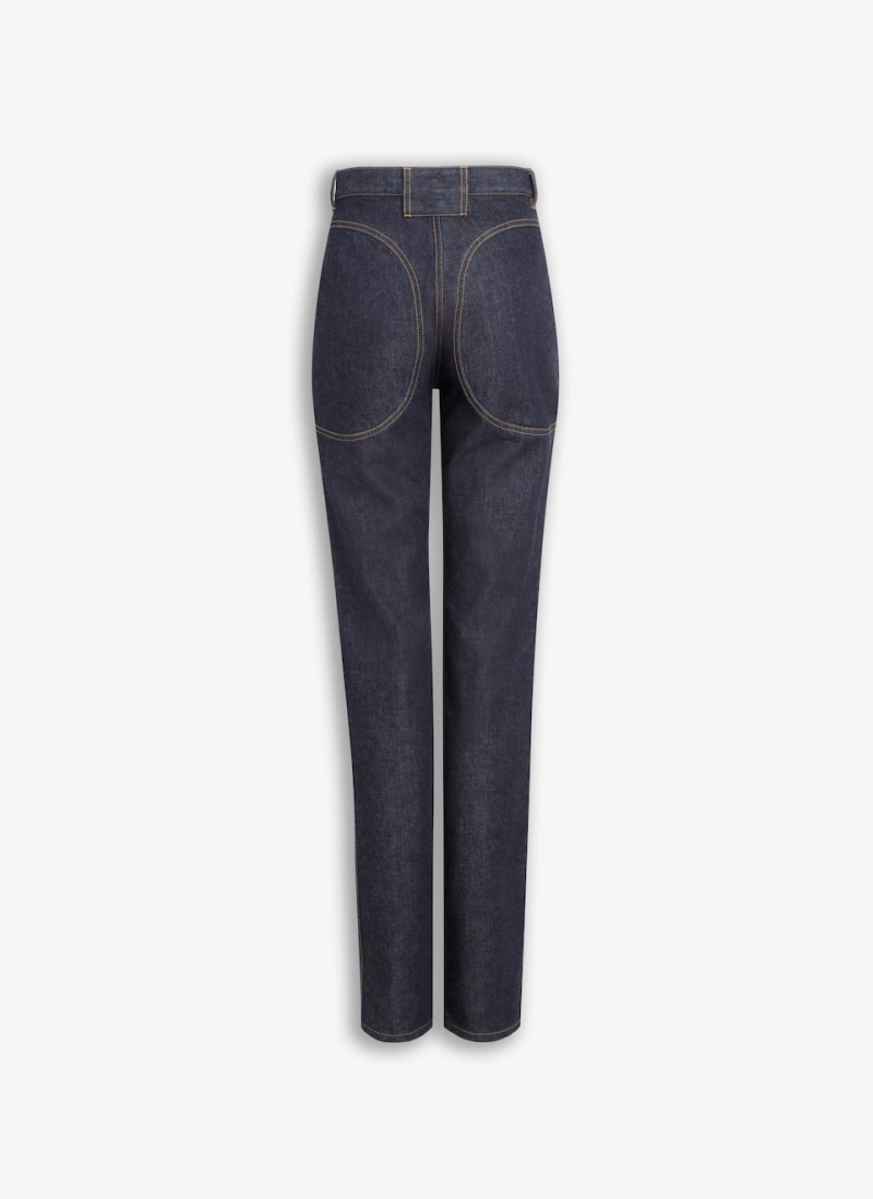 Alaia Highwaist Denim Bukse Dame Blå Norge | B3G-4928