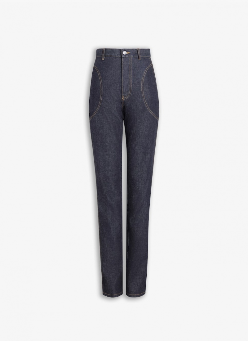 Alaia Highwaist Denim Bukse Dame Blå Norge | B3G-4928