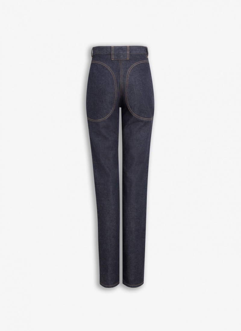 Alaia Highwaist Denim Bukse Dame Blå Norge | G6X-0958