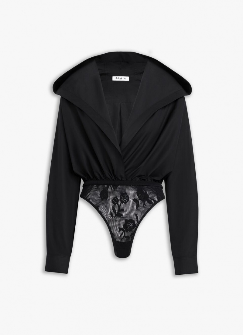 Alaia Hood Body Shirt Bodysuit Dame Svarte Norge | N2C-6925