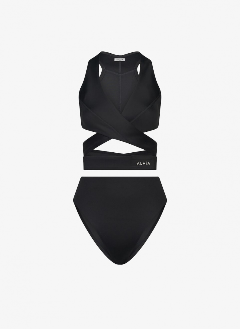 Alaia Jersey Bikini Badetøy Dame Svarte Norge | W6V-7509