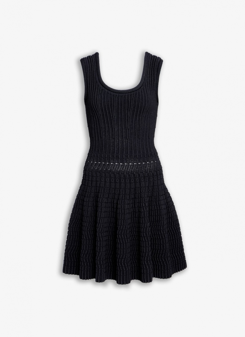 Alaia Knit Skater Kjole Dame Svarte Norge | G1C-0060