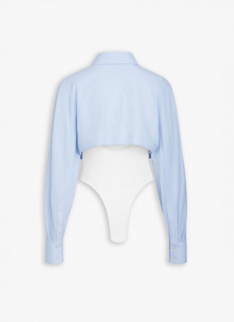 Alaia Layer Body-shirt Bodysuit Dame Blå Norge | X3Z-1382