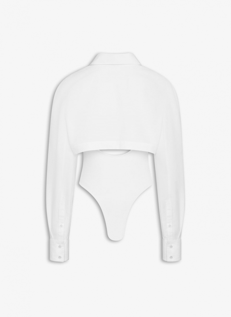 Alaia Layer Body-shirt Bodysuit Dame Hvite Norge | J8A-5729