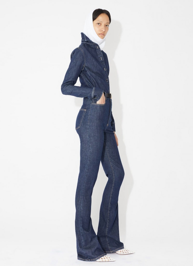 Alaia Long Bootcut Denim Bukse Dame Blå Norge | E4N-3615