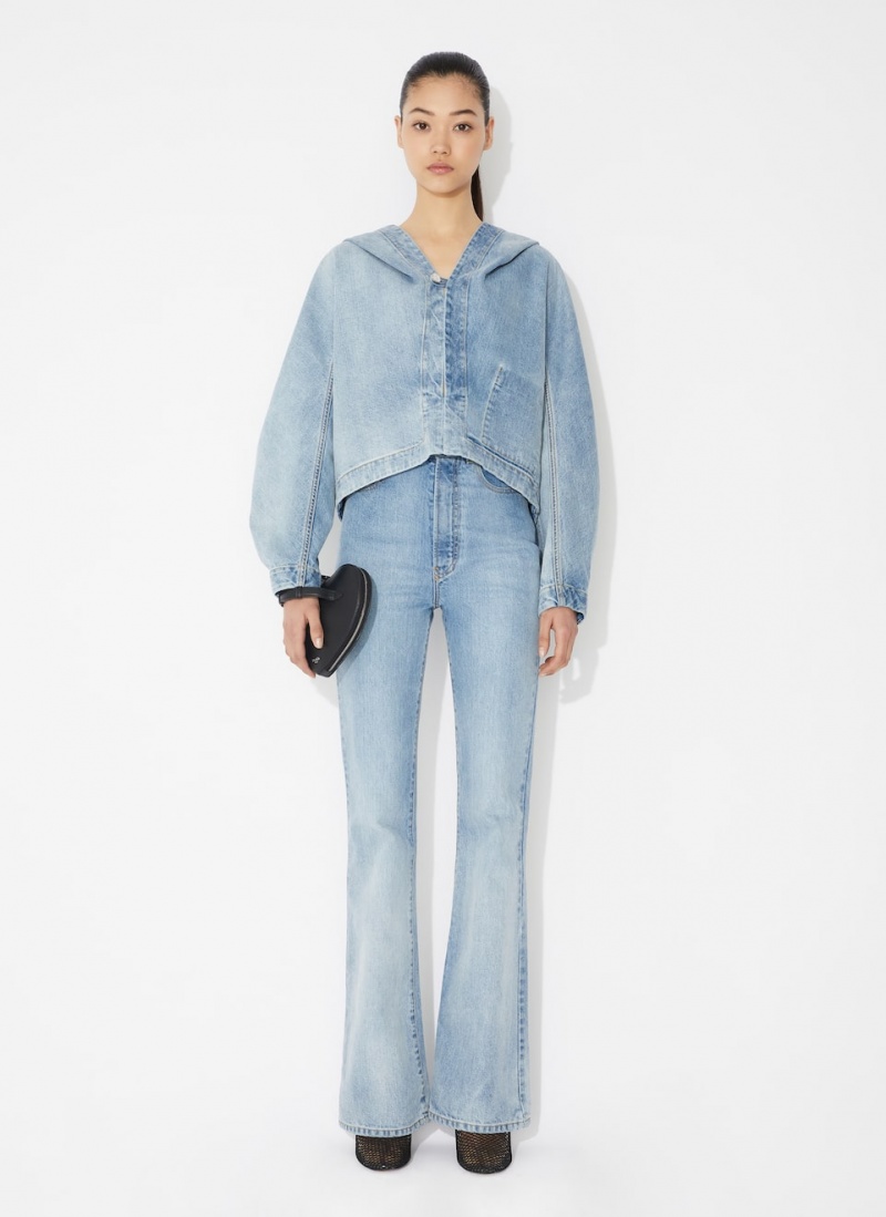 Alaia Long Bootcut Denim Bukse Dame Blå Norge | S9S-7701