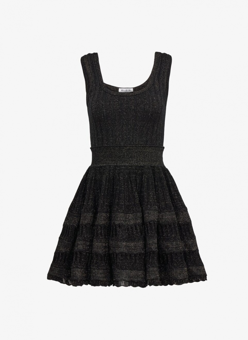 Alaia Lurex Crinoline Kjole Dame Svarte Norge | K6F-1028