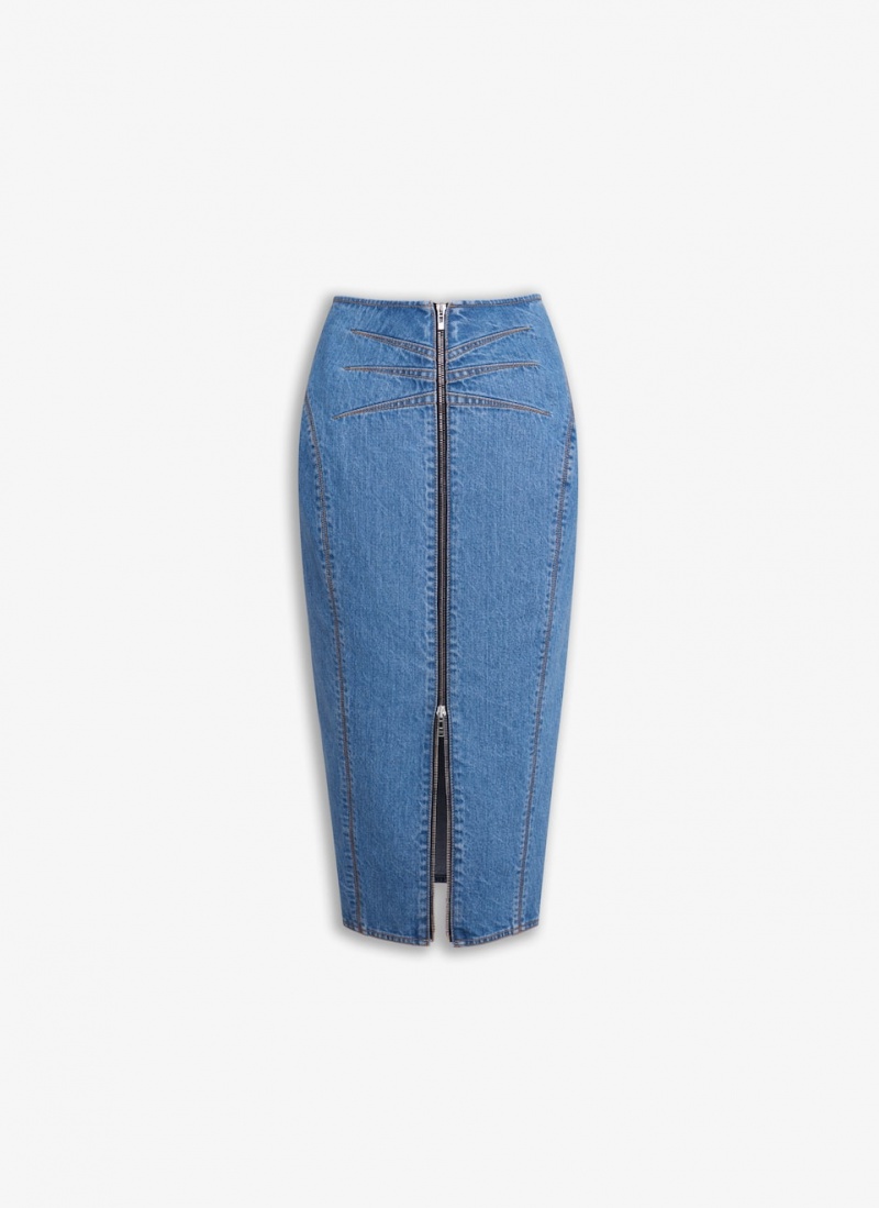 Alaia Pencil Denim Skjørt Dame Blå Norge | C9J-3149