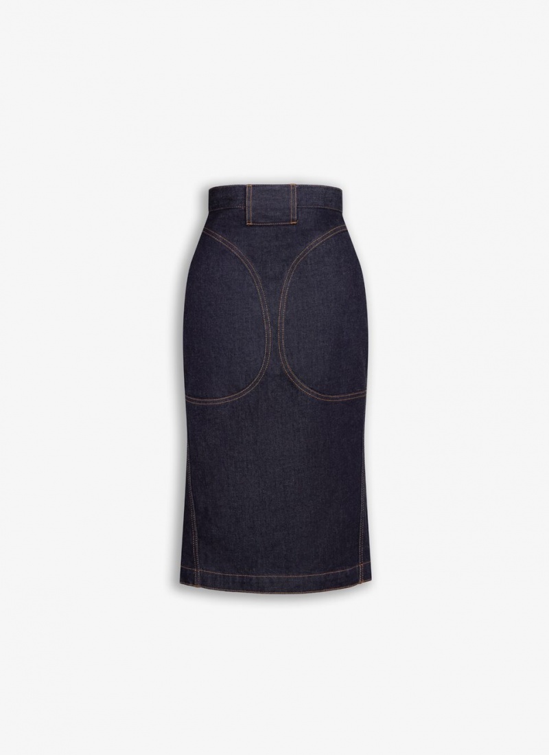 Alaia Pencil Denim Skjørt Dame Blå Norge | H8F-5535